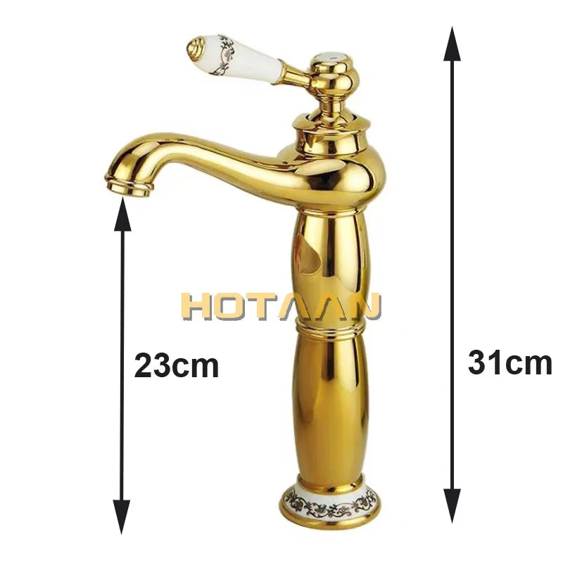 Gold Single Handle Faucet With Ceramic Taps