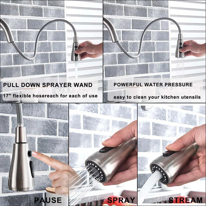 Decorbites™ 3-Wege-Wasserfilter-Küchenarmatur: Schwarzer & Goldener Kranich-Ausziehsprühkopf