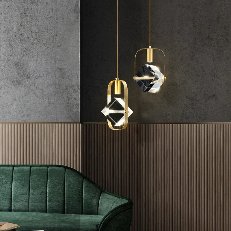 Gold Crystal Art Deco Pendant Light For Kitchen