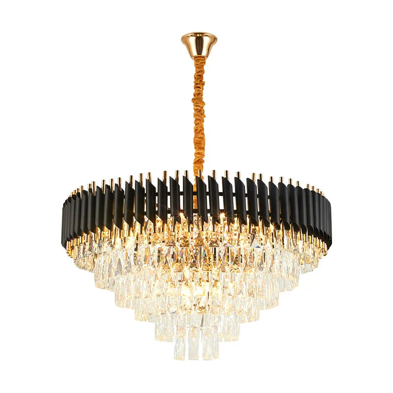 Decorbites™ Kristall-Schwarz-Klar-LED-Kronleuchter-Beleuchtung für Treppenhaus und Eingangshalle