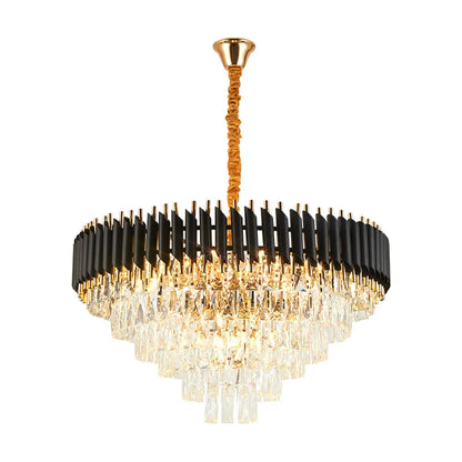Decorbites™ Kristall-Schwarz-Klar-LED-Kronleuchter-Beleuchtung für Treppenhaus und Eingangshalle