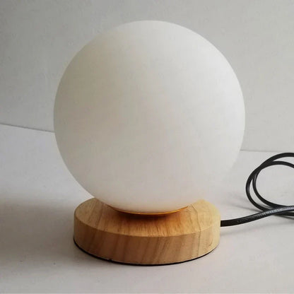 DecorBites™ Glass Ball LED Table Lamp Wooden Round Desk Night Light