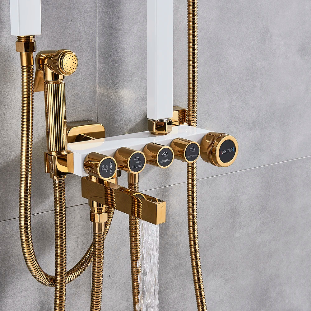 Decorbites™ 5-Funktions-Duscharmatur-Set mit Regendusche, Handbrause und Badewannenarmatur