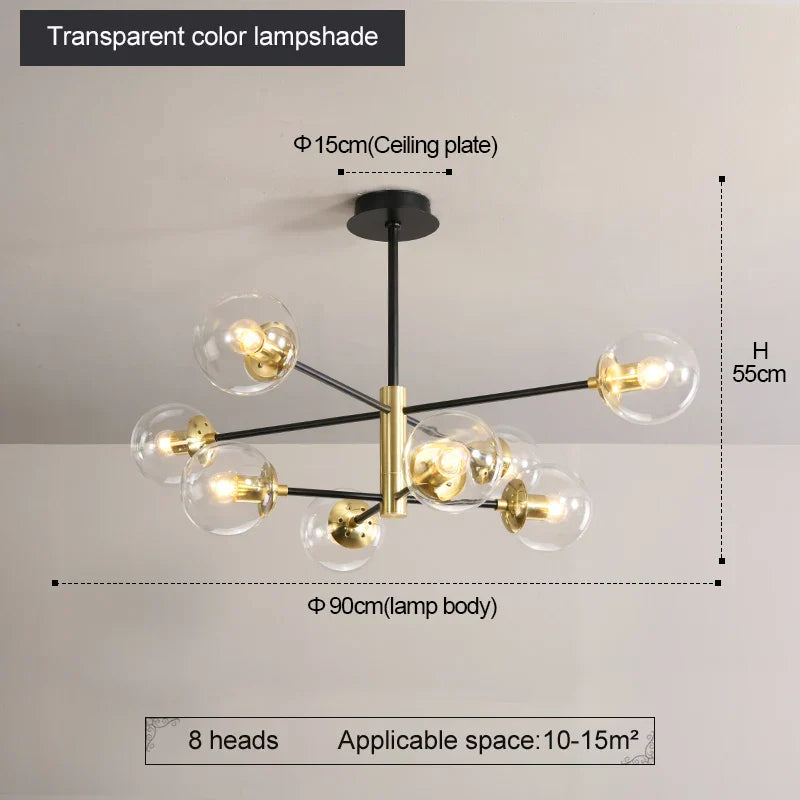Decorbites™ Glas-Kugeln-LED-Kronleuchter: Retro runde Schmiedeeisen-Innenbeleuchtung für Küche, Wohnzimmer, Bauernhaus