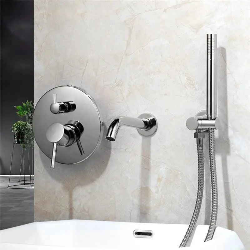 Decorbites™ Bürsten-Gold Badezimmer Dusche Badewanne Armatur Wandmontage Goldplattierter Mischbatterie Hahn