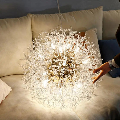 DecorBites™ Gold/Silver LED Crystal Chandelier for Home Living Dining Study Hall Bedroom