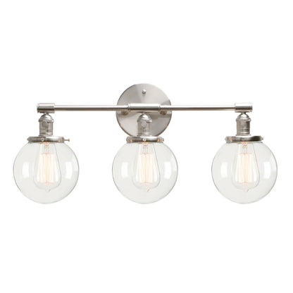 DecorBites™ Black 3-Light Wall Sconce Bathroom Vanity Fixture with Round Glass Canopy