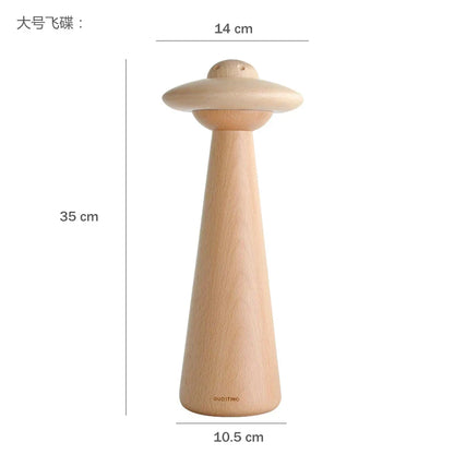 Decorbites™ Kinder-UFO-Holz-LED-Tischleuchte: Modern, dimmbar, Cartoon-Design, ideal für das Kinderzimmer