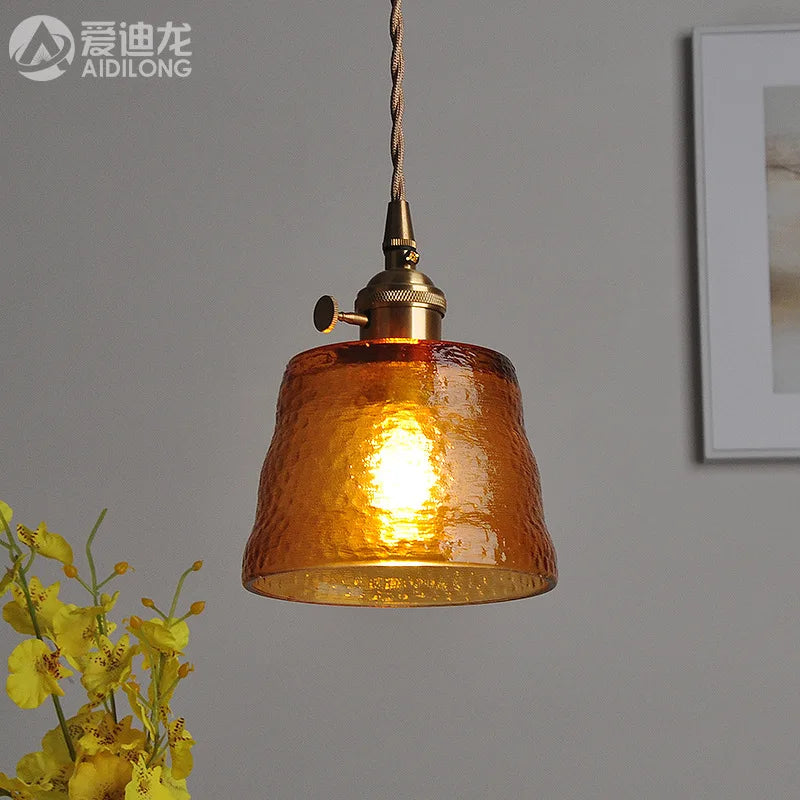 Decorbites™ Grüne Glas-LED-Hängeleuchte - Japanischer Stil Nordisch Kupfer Hängelampe