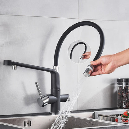 Decorbites™ Schwarz-Chrom Küchenarmatur 360° Drehbarer Ausziehbarer Gefilterter Wasserhahn
