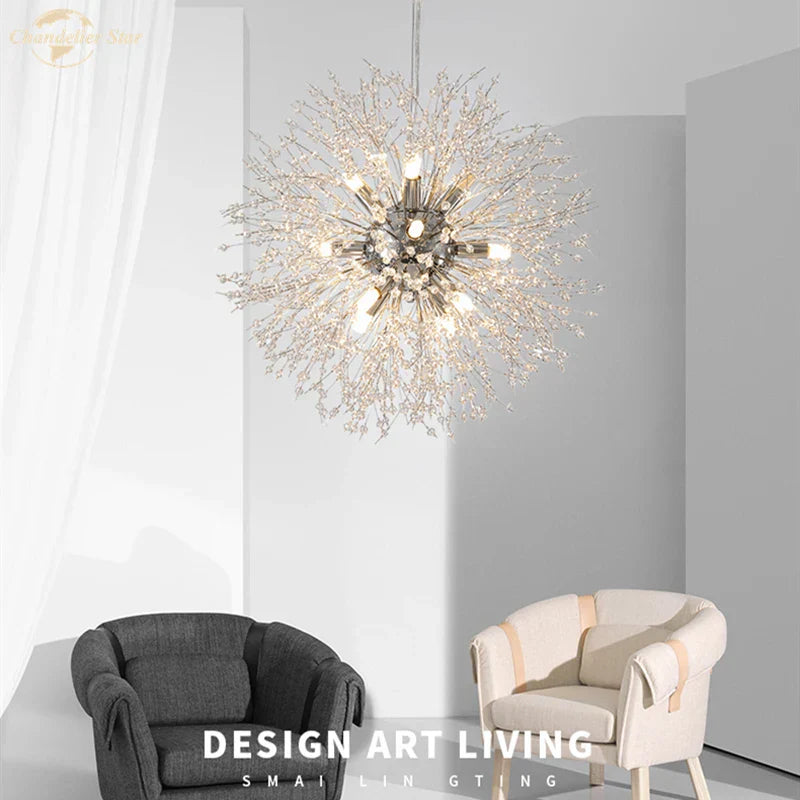 Decorbites™ Kristallstern-LED-Kronleuchter – Art-Deco-Löwenzahn-Hängeleuchte für die Wohnraumausstattung