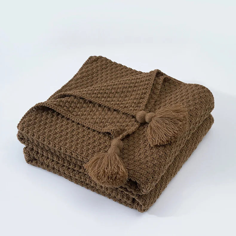 DecorBites™ Knitted Woolen Ball Blanket - Super Warm Cozy Sofa Throw Blanket