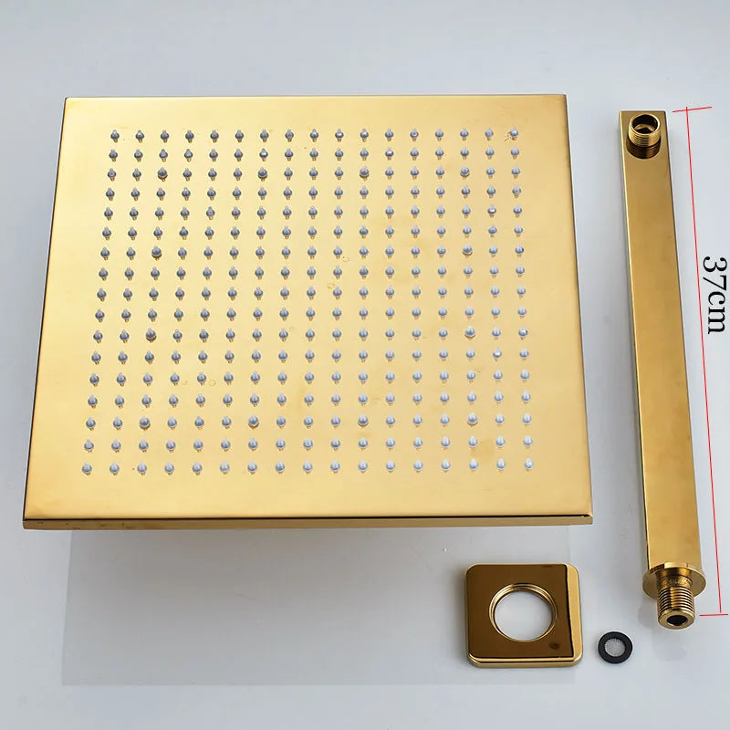 Gold Rainfall Shower Faucet With Digital Display