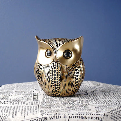 Decorbites™ Goldene Eulen-Figuren: Harz-Tierstatuen für Heimdekoration & Geschenke