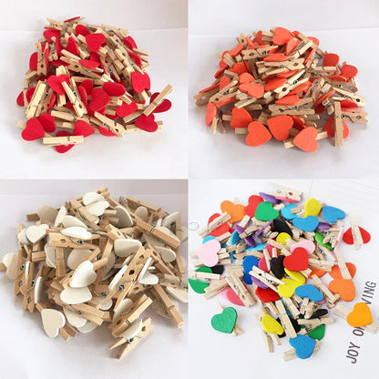 Decorbites™ 50er-Pack Romantische Herzförmige Holzclips für Heimdekoration und Partys