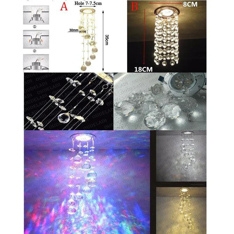 Decorbites™ Crystal-LED-Downlight für Heimdekoration, Wohnzimmer, Esszimmer, Flur – Mini-Deckenleuchte