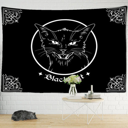 Decorbites™ Schwarze Katze Psychedelisches Wandbehang für die Raumdekoration