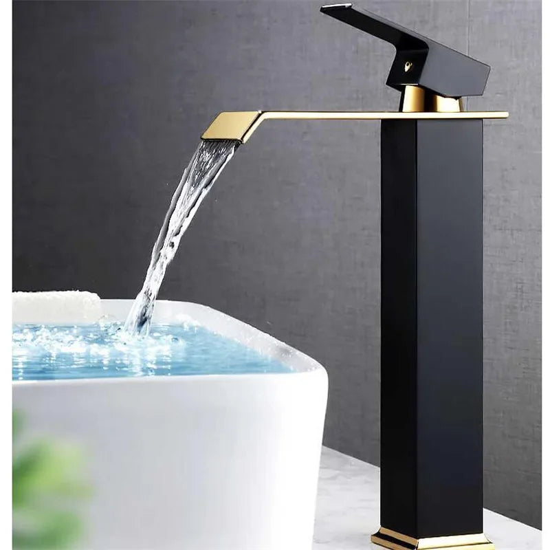 Gold Black Waterfall Faucet