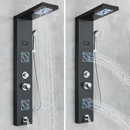 Decorbites™ LCD Schwarz LED Regendusche-Panel mit 5 Massagestrahlen Wandmontage