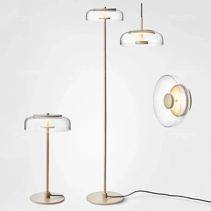 DecorBites™ Circular Glass Lampshade Floor Lamp for Living Room Office LED Lights
