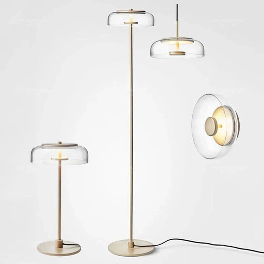 Decorbites™ Rundes Glas-Schirm Stehlampe für Wohnzimmer Büro LED-Lichter