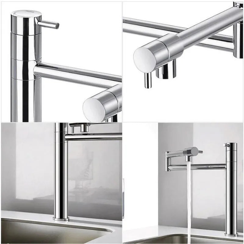 Decorbites™ 360-Grad-Chrom-Küchenarmatur klappbar, Heiß-Kalt-Mischbatterie für Spüle, Messing, aufgestellte Montage