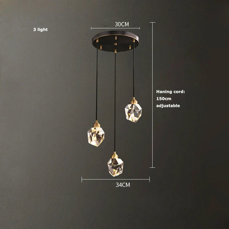 Decorbites™ Schwarzer Kristall-Kupfer-LED-Kronleuchter für das Esszimmer – Art-Deco-Hängeleuchte