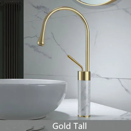 Gold Marble Basin Faucet Tall Style