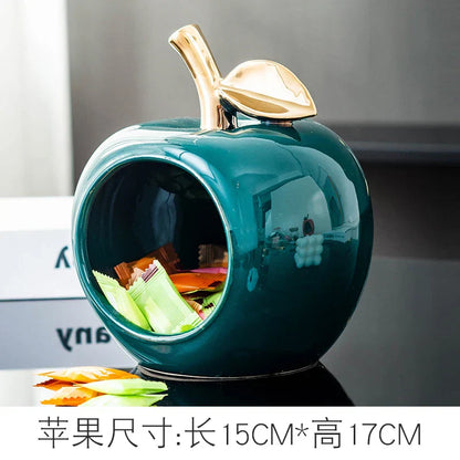 Decorbites™ Vergoldete Keramik-Apfel-Aufbewahrungsbox für Heimdekoration und Organisation