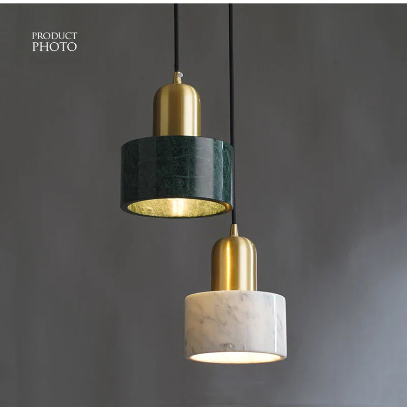 DecorBites™ Green Marble Pendant Light: Luxury Hanging Lamp for Dining Room, Bedside, Hotel.