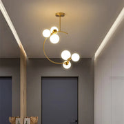 Gold Glass Ball Chandelier 6-Head Clear Spheres