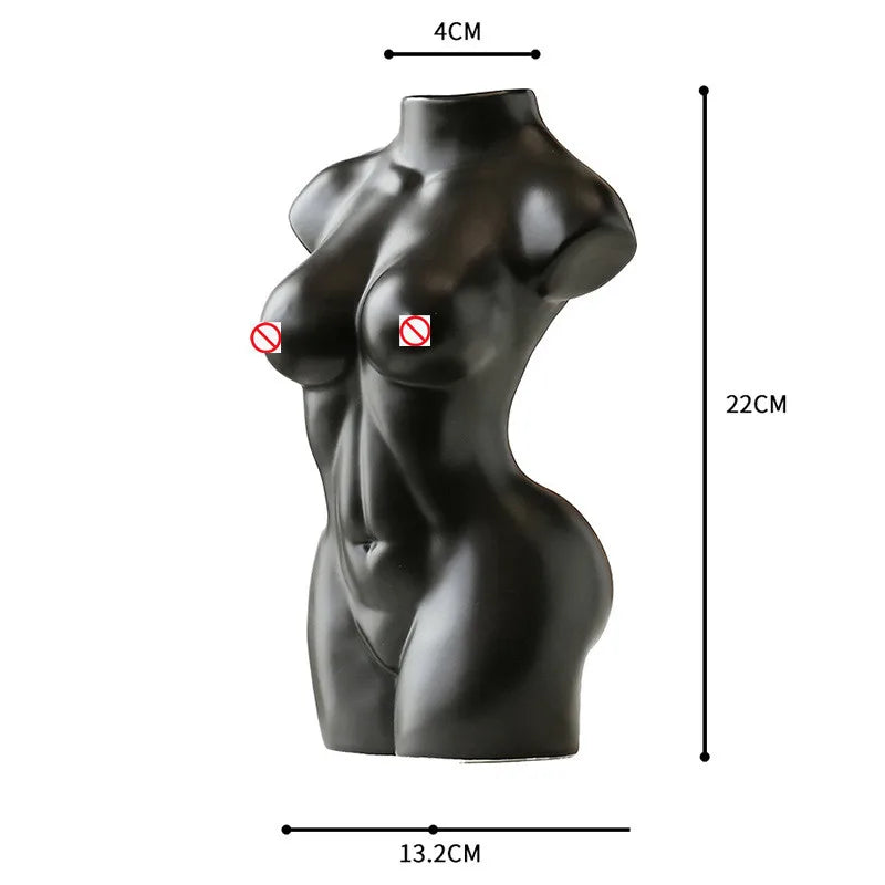 Decorbites™ Abstrakte Nackte Frau Keramikvase Schwarz Weiß Wohnraumdekoration Ornament