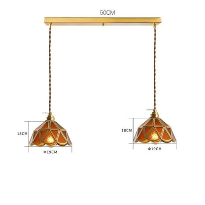 Decorbites™ Japanisches Vintage-Glas-Kupfer-LED-Pendant-Lampenleuchte für Schlafzimmer, Bar, Café