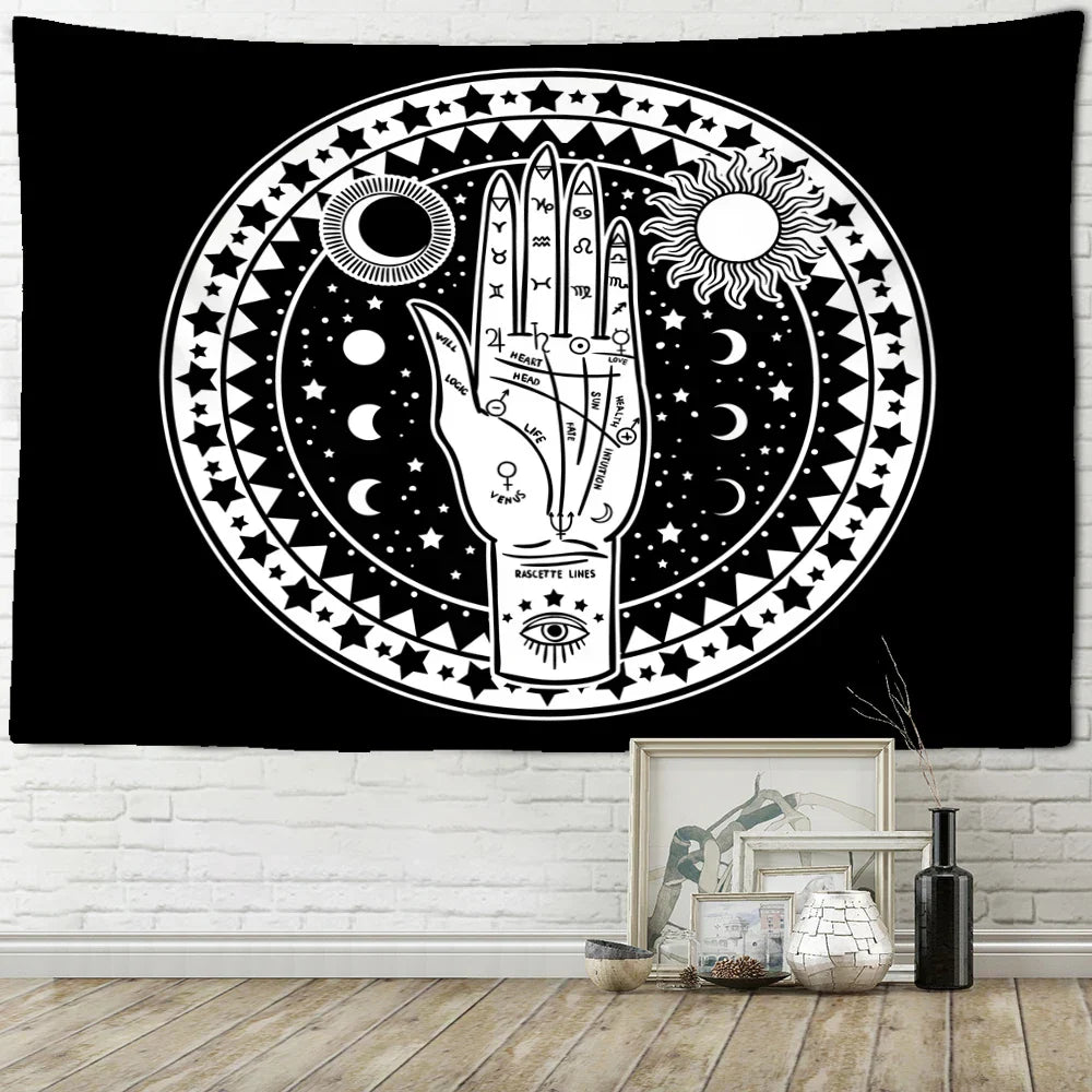 Decorbites™ Schwarze Katze Psychedelisches Wandbehang für die Raumdekoration