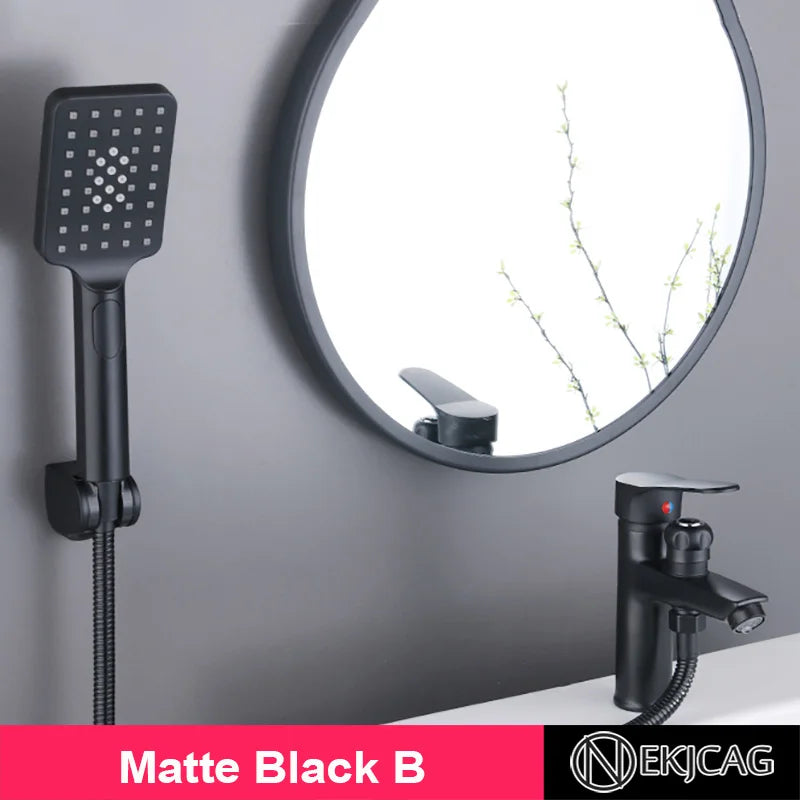 Decorbites™ Schwarze Kupfer Beckenarmatur mit Duschkopf und Zweifunktionsmischer