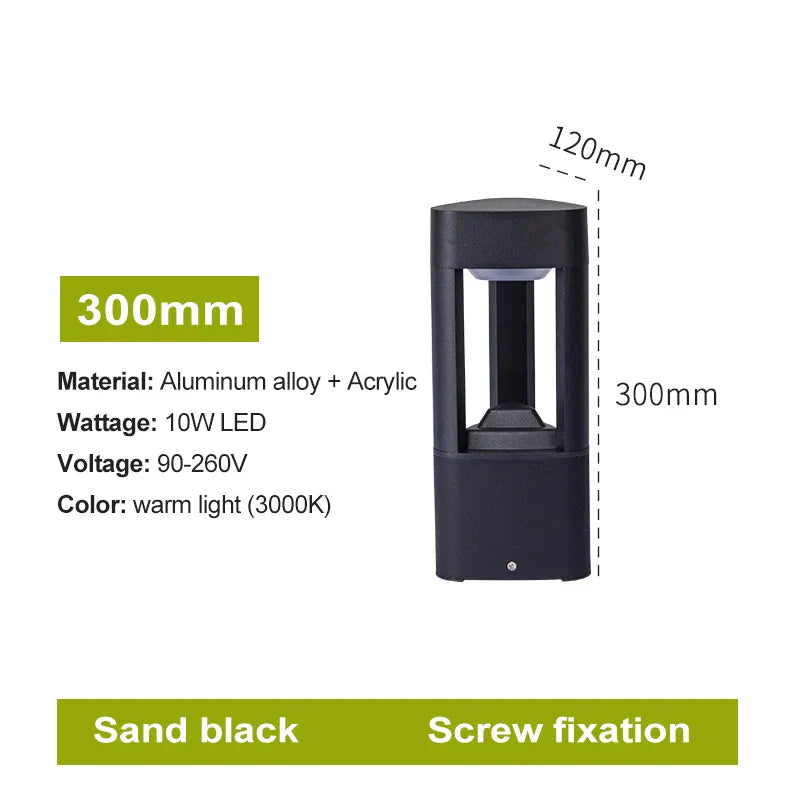 DecorBites™ LED Bollard Lawn Lamp: Stylish Waterproof Outdoor Garden Path Light