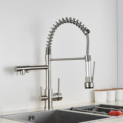 Decorbites™ Küchen-Wasserfilter-Armatur: Dreifach-Auslass-Mischer, 360° Drehung, Wasserreinigungsfunktion