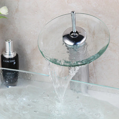 Decorbites™ Glas-Wasserfall-Armatur Handbemalter Waschbecken-Mischbatterie Chrom Lavabo Spüle