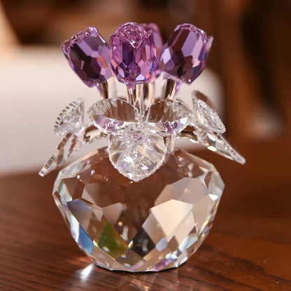 Decorbites™ Kristall-Rosenblumen-Träume Glas-Papiergewicht-Bouquet-Skulptur