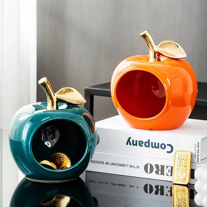 Decorbites™ Vergoldete Keramik-Apfel-Aufbewahrungsbox für Heimdekoration und Organisation
