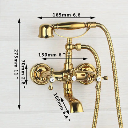 Decorbites™ Golden Duscharmatur mit Doppelgriffen für Waschbecken und Badewanne