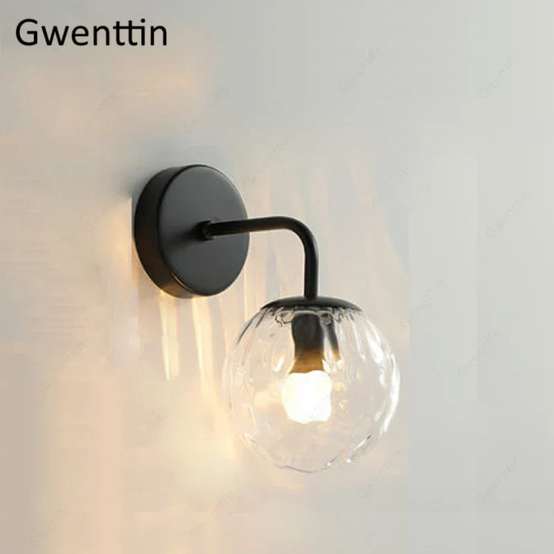 Gold Glass Ball Mirror Sconce