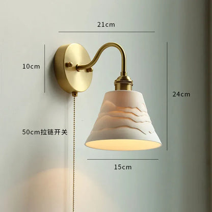 DecorBites™ Glass Copper LED Wall Lights with Pull Chain Switch for Home Bedroom Bathroom Mirror