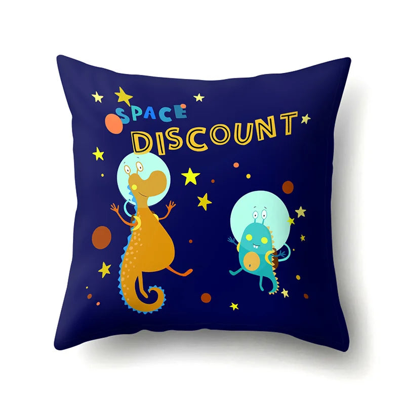 Decorbites™ Dino-Baby-Kissenbezug: Süßer Dino-Auto-Fahrer-Buchstaben-Kissenbezug für Schlafzimmer-Dekoration