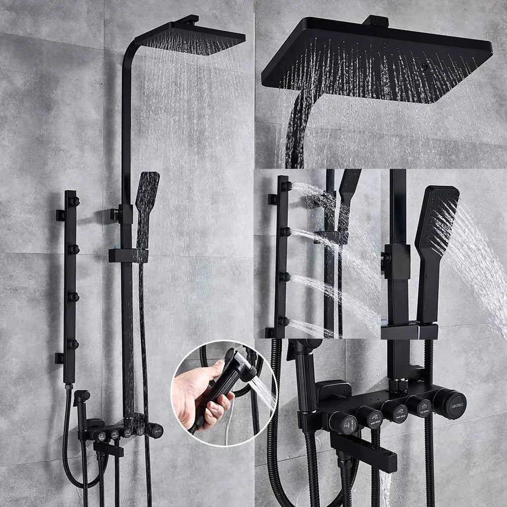 Decorbites™ 5-Funktions-Duscharmatur-Set mit Regendusche, Handbrause und Badewannenarmatur