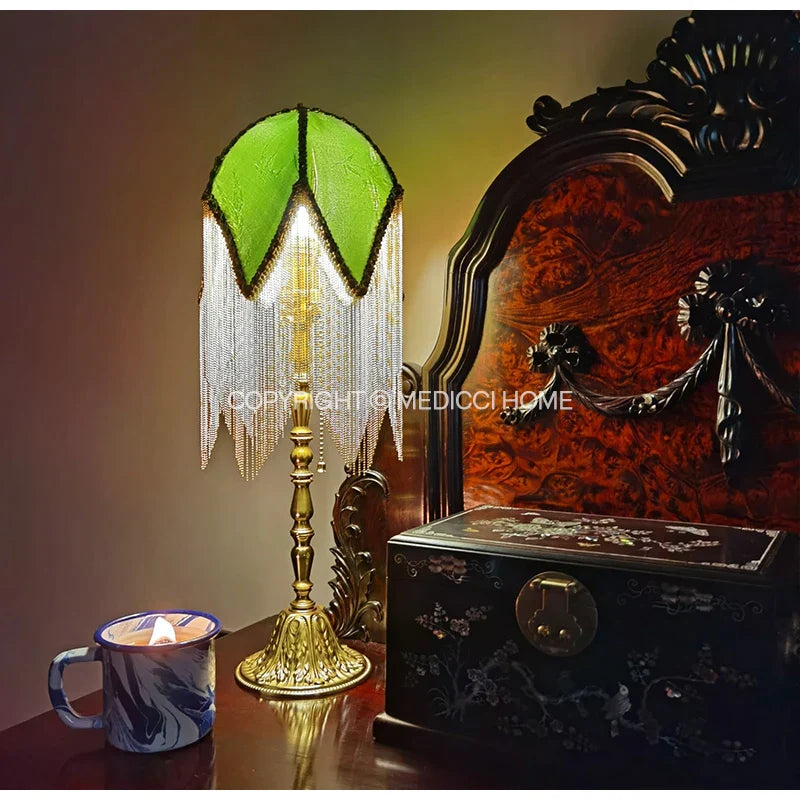 Decorbites™ Bambusblatt-Jacquard-Nachttisch-Lampenschirm mit Quasten