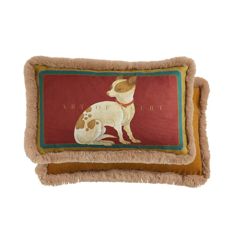 Decorbites™ Gerichts-Welpe-Druck Fellgefranst Bolster Bezug Dekoratives Kissenbezug