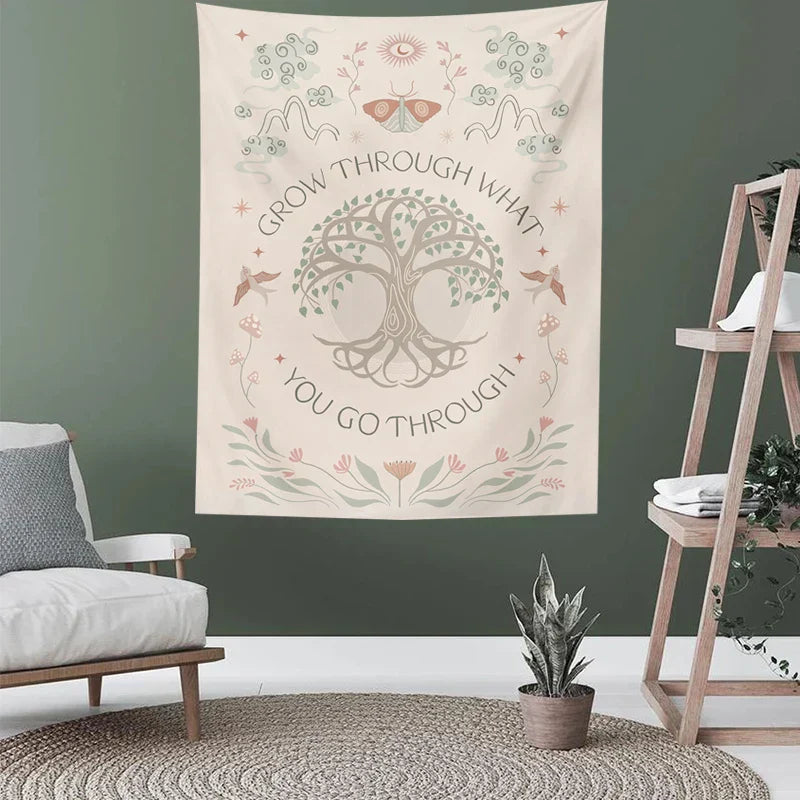 Decorbites™ Lebensbaum Sonne Mond Wandbehang für die Hausdekoration und das Wohnheimzimmer