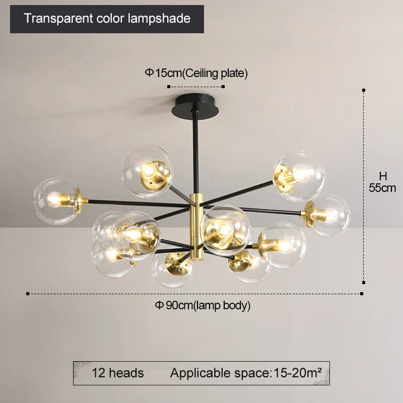 Decorbites™ Glas-Kugeln-LED-Kronleuchter: Retro runde Schmiedeeisen-Innenbeleuchtung für Küche, Wohnzimmer, Bauernhaus