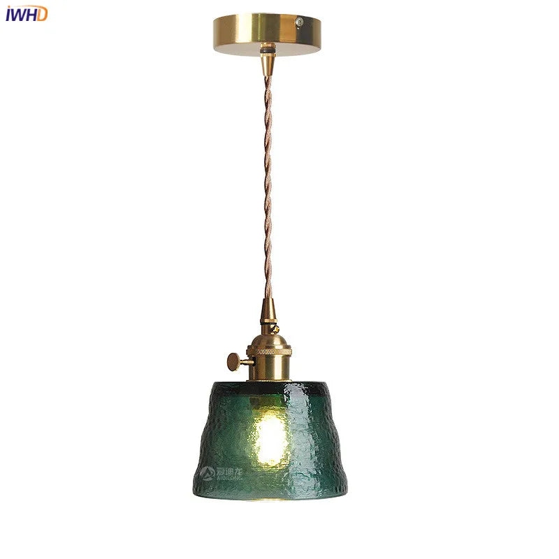 Decorbites™ Grüne Glas-LED-Hängeleuchte - Japanischer Stil Nordisch Kupfer Hängelampe